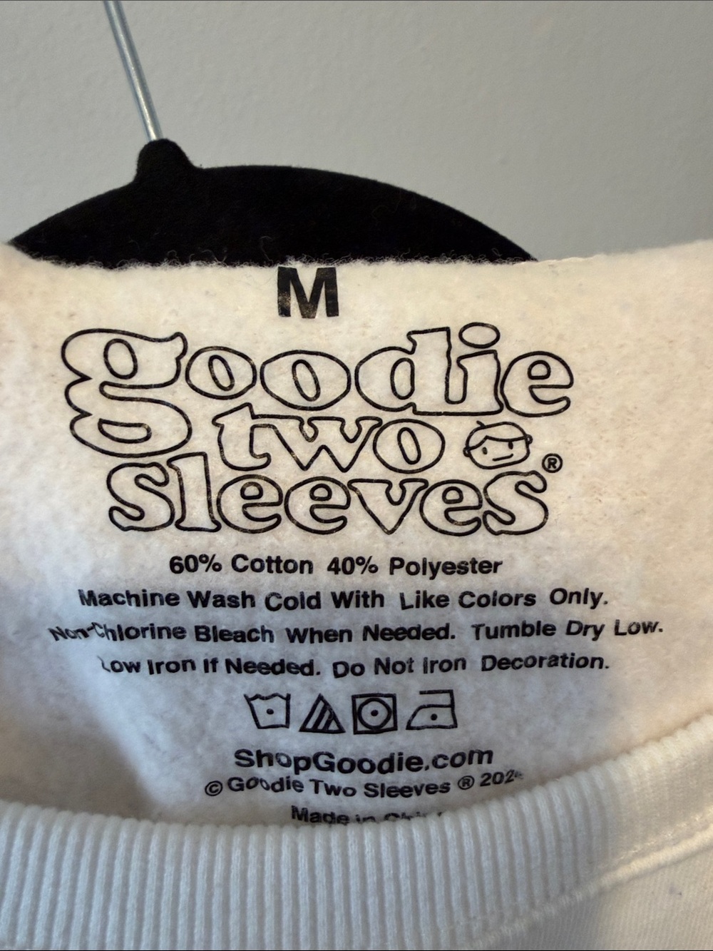 Goodie Two Sleeves White Crewneck Sweater with Pink Kitten Graphic - Picture 5 of 5
